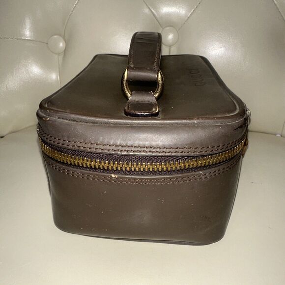 Authentic GUCCI Rare Vanity Bamboo Zipper Cosmetic Pouch Bag Mini Handbag Brown - Picture 6 of 11